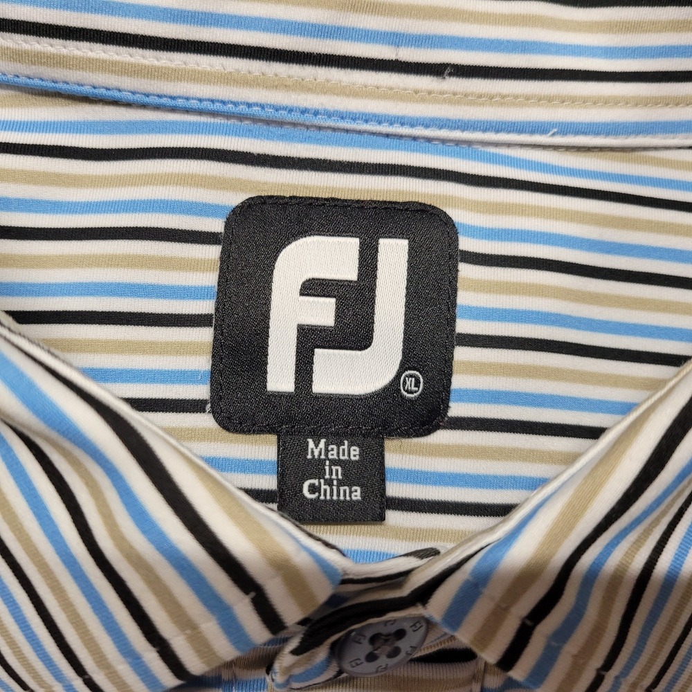 Footjoy Polo Shirt Mens XL Multi Color Striped Golf Performance Stretch Berkley - Picture 8 of 16